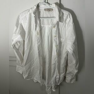 LOFT Cream Button-Up Blouse